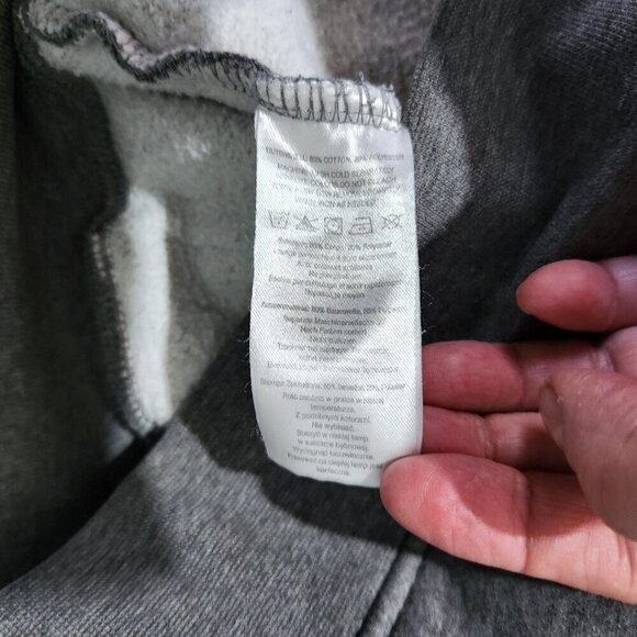 Burton Hoodie Size Large Grey Pullover Sweater Kangaroo Pocket Large Logo - Picture 7 of 8